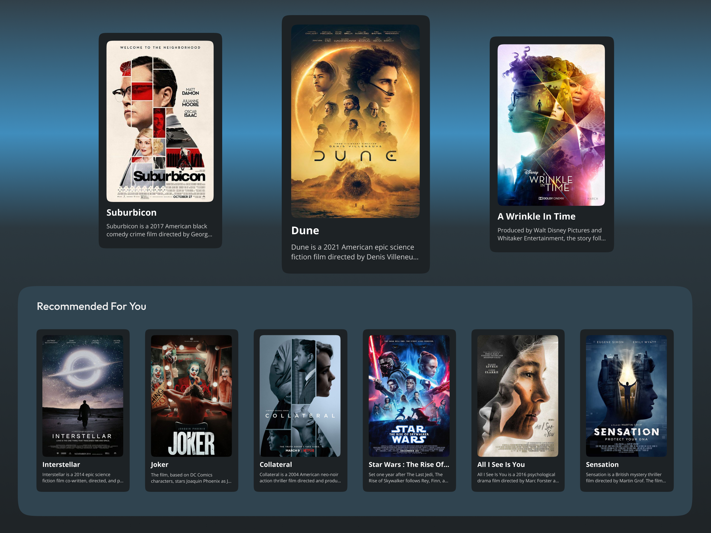 Simple Movie Card UI Design app branding design graphic design illustration logo typography ui ux vector