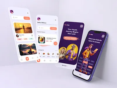 CareNet - healthcare community mobile app application care design health health social healthcare mobile app mobile design social ui uiux ux web app