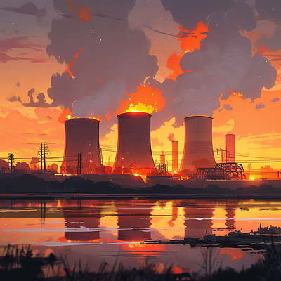 Nuclear Power Plant graphic design illustration