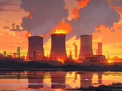 Nuclear Power Plant graphic design illustration