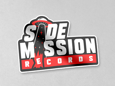 Side Misson Records UFO Sticker aliens art bold creative diy independent logo logo design punk rock record label sticker stickers type ufo