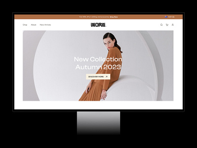 WORN© — Homepage clean clothing design desktop ecommerce fashion hero home home page interface landing minimal page shop ui uniko ux web