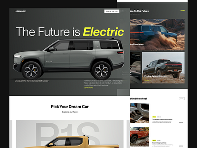 Luminaire. Electric Car Landing Page ui ux web design