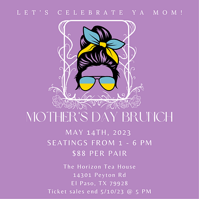 Hippy Momma Tea Party | Mother's Day invite graphic design