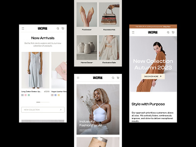 WORN© — Ecommerce Website clean clothing design digital e commerce fashion interface minimal mobile responsive shop shopify style ui ux web shop women