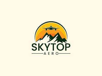 SkyTop Aero Logo Design creative logo custom logo hills illustration logo plane sky