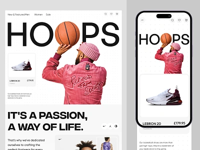 HOOPS. E-commerce Responsive Design e commerce landing page mobile online shop online store responsive design shoe web website responsive woocommerce