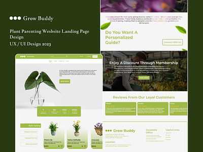 Plant Parenting - Website Landing Design Page 2023 buyingselling categories figma flowers green guide landingpage plants trees trending ui uiux webpage website