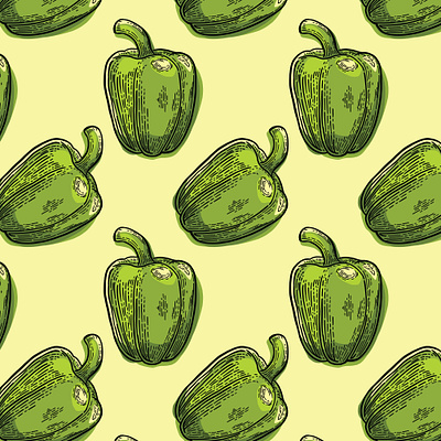 Green Pepper Repeat Pattern cooking culinary design engraving etching food food pattern green pepper healthy illustration organic pattern pattern design pepper repeat pattern scratchboard seamless pattern vegetable vintage wood cut