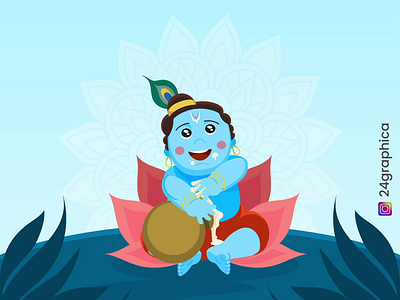 "Divine Delight: Lord Krishna's Makhan Feast 🕉️🍯" aftereffects animation janmashtami krishna motion graphics