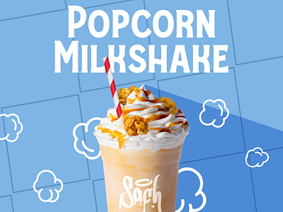 Popcorn Milkshake ad blue coffee coffee shop design drink graphic design illustration milkshake popcorn post poster social media
