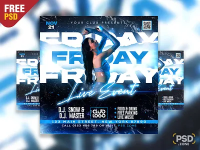 Free PSD | Friday Live Event Party Social Media Post PSD creative design design flyer design free psd graphic design party flyer party post photoshop post design psd psd template social media flyer social media post