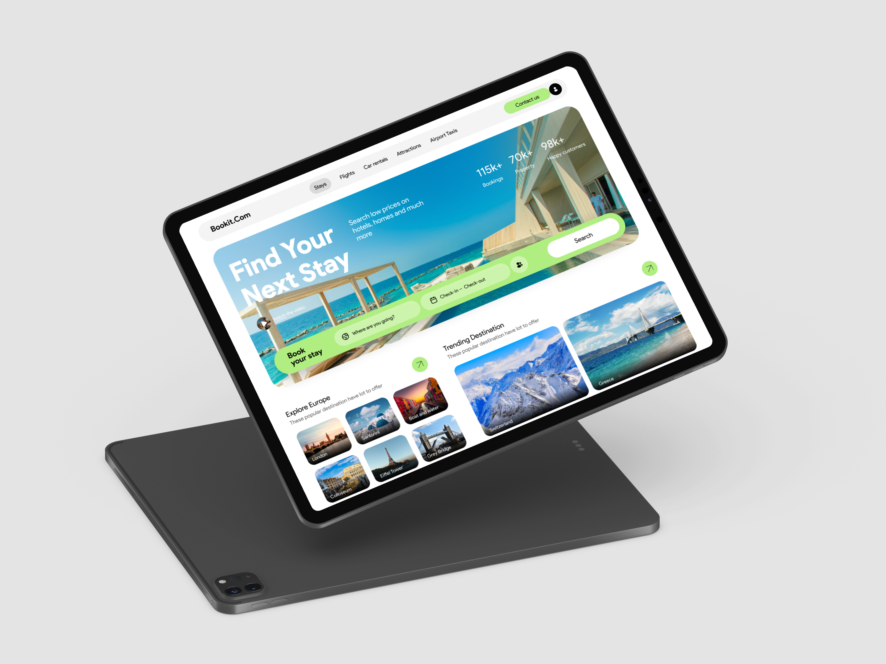 Bookit.com A concept UI for Travel enthusiasts booking.com destination graphic design travel travelling trip ui