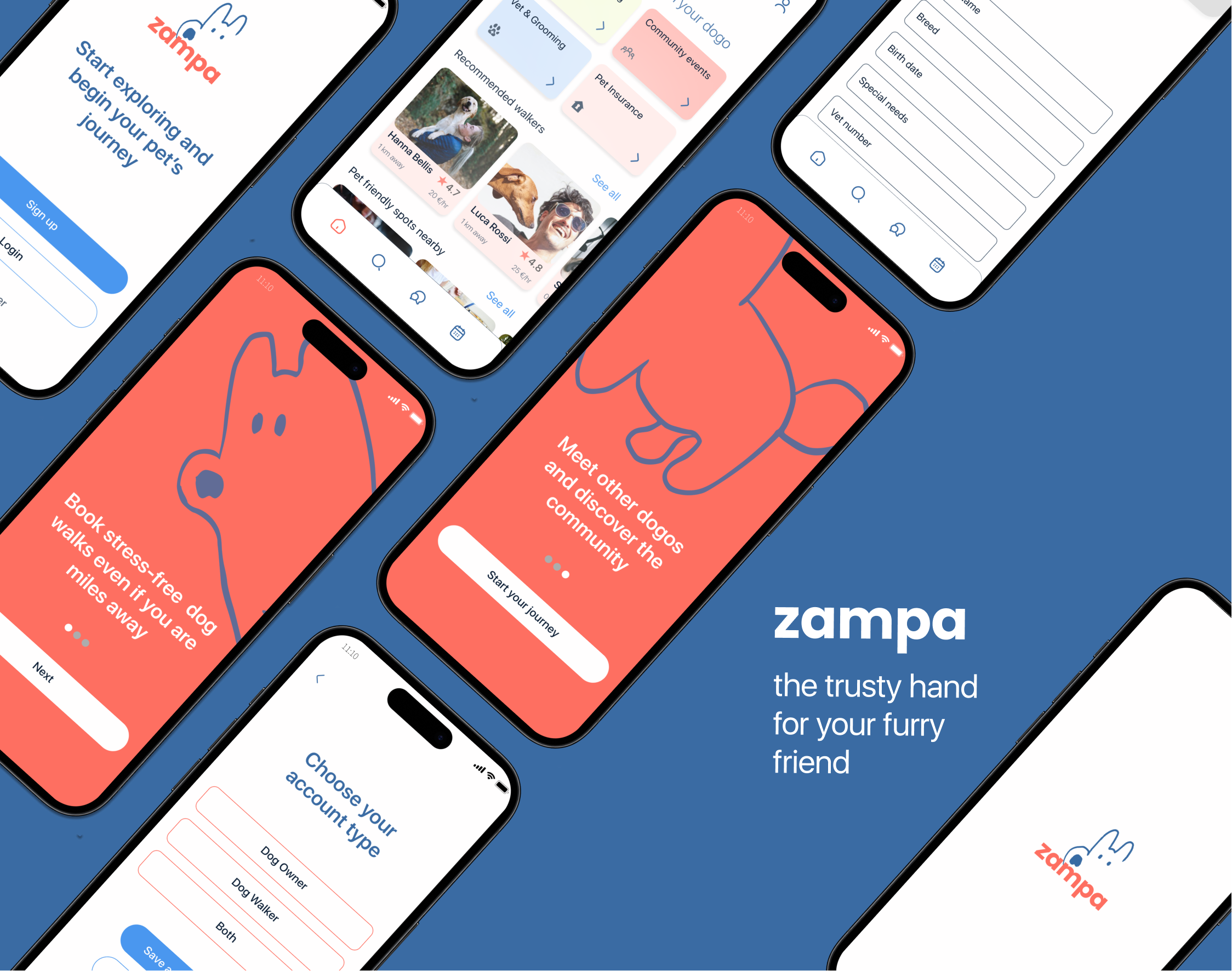 My first Case Study: the dog-walking app- Zampa! app casestudy design designacademy dogwalkingapp mobile productdesign ui ux uxui