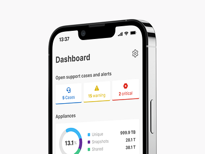 Pure1 - Mobile App for Pure Storage app design app development company customer support ui czechdesign dashboard ui hybrid mobile app interface ios app mobile app reverse engineering ui user interface ux ux design