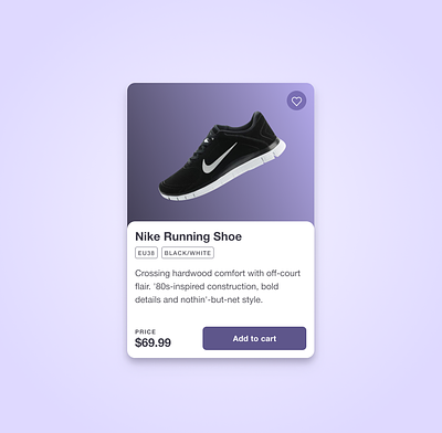 Ecommerce shoe product card add to cart checkout colorful dailyui ecommerce feedback gradients item card nike product card product design shoe simple ui uiux