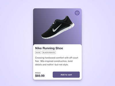 Ecommerce shoe product card add to cart checkout colorful dailyui ecommerce feedback gradients item card nike product card product design shoe simple ui uiux