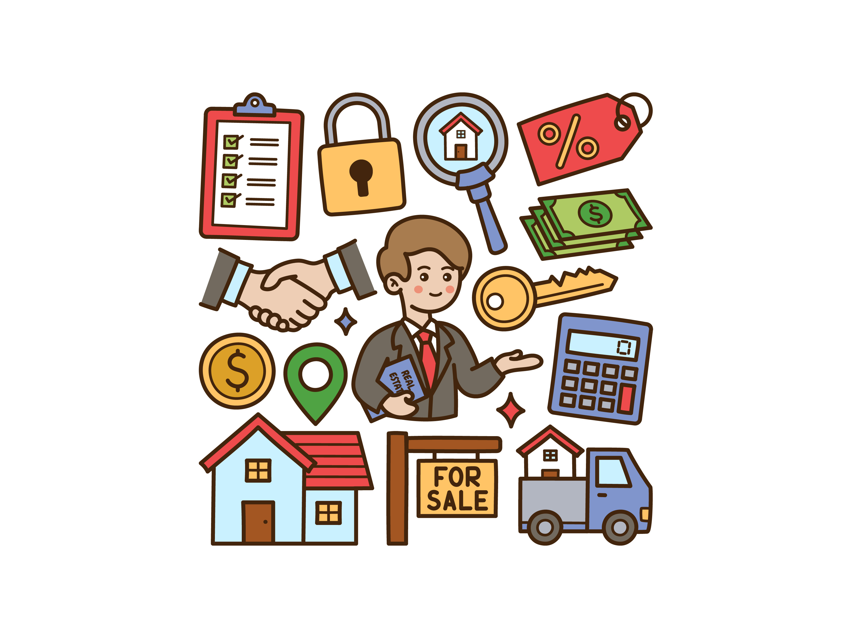 Real Estate Doodle Set cute doodle home house illustration key realestate vector