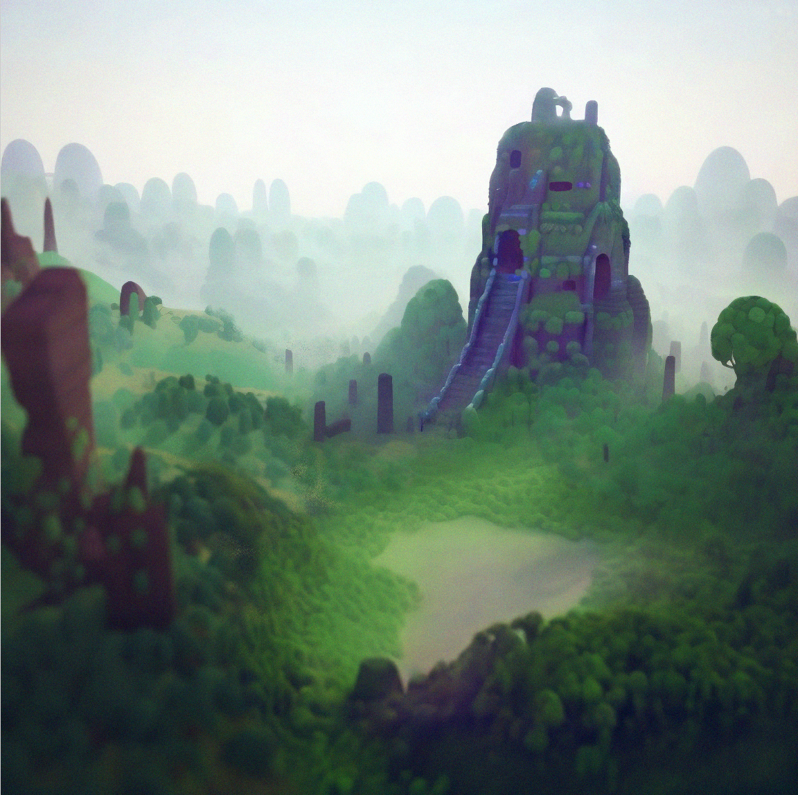 Temple Mound 3d art 3d illustration concept art digital illustration environment design environment illustration generative art illustration stuart wade temple