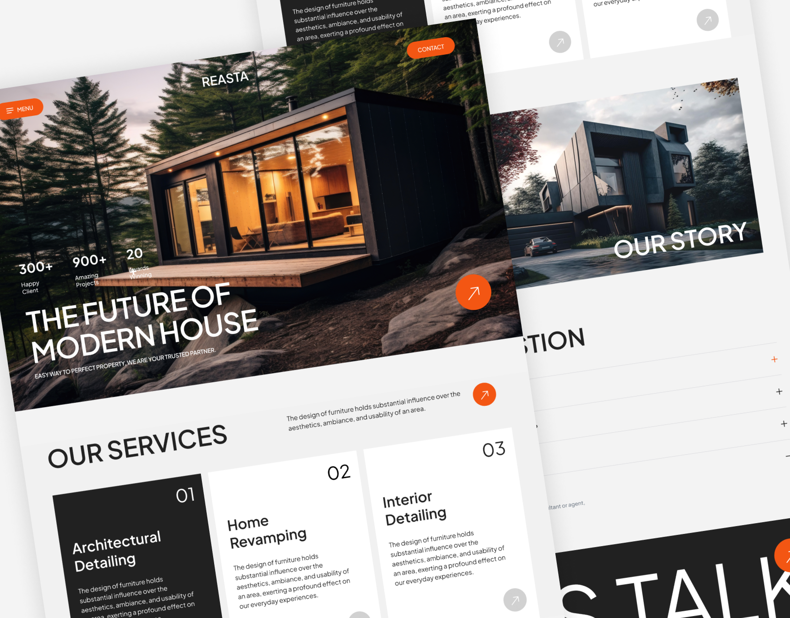 Reasta - Real Estate Web Landing Page app design landing page modern real estate real estate real estate design real estate landing page real estate web design real estate website ui design web design website design