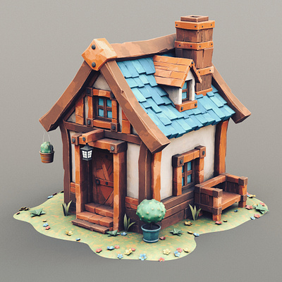 Small Cottage 03 cottage stylized wooden