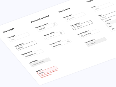 UI elements – simple inputs and dropdowns app design system dropdown input password ui ui elements