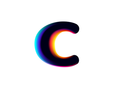 C letter logo with neon glitch alphabet game glitch glowing icon illustration letter logo mark neon shine ui video