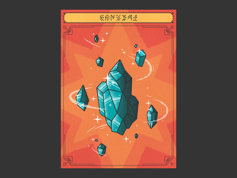 Crystal card crystal energy illustration magic nft procreate runes shards shine texture thierry fousse