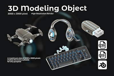 3D Modeling Object, 3D illustration 3d