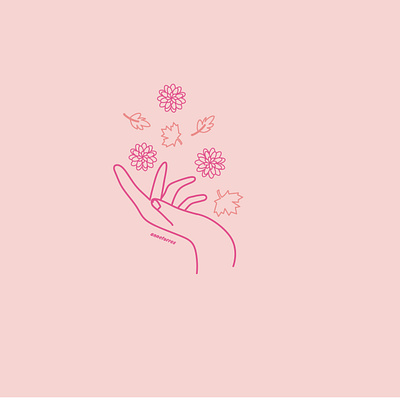 Autumn in Pink Minimal Hand Line Art branding design flat illustration graphic design illustration logo vector vector art
