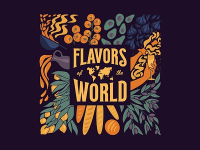 Flavors of the World Graphic branding design graphic design illustration logo typography vector