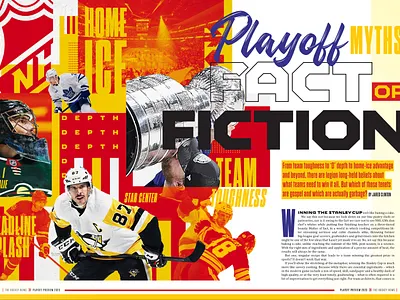The Hockey News - Playoff Myths (Editorial) article collage editorial graphic design hockey nhl photoshop sidney crosby typography