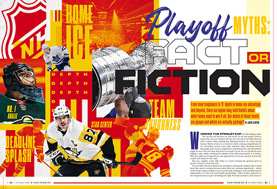 The Hockey News - Playoff Myths (Editorial) article collage editorial graphic design hockey nhl photoshop sidney crosby typography