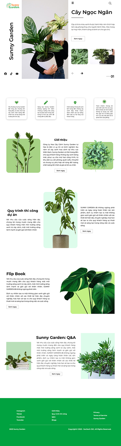 Sunny Garden Website branding green green website plant plant website ui