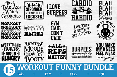 Workout Funny Motivation Quotes SVG Bundle fit mama svg