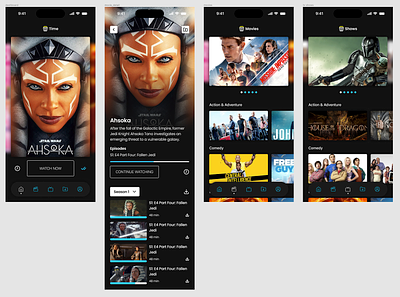 WIP: Capstone project for my Dribbble Mentorship cohort app design dpaola mobile movies show streaming tv ui