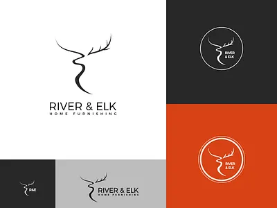 River & Elk branding design elk furniture graphic design linear logo maestral minimal negative space river