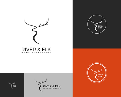 River & Elk branding design elk furniture graphic design linear logo maestral minimal negative space river