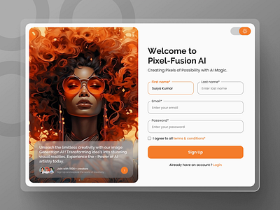 Signup UI of AI Image Generator - Concept design adobe aftereffects animation app ui concept design design graphic design interaction interactiondesign login motion motion graphics signin signup ui uidesign user interface ux uxdesign uxui