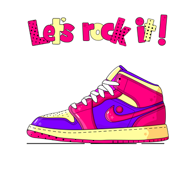 The beautiful colorful sneakers in the style of 90s. 90s art colorful concept design digital graphic design illustration neon print sneakers stickers style vector