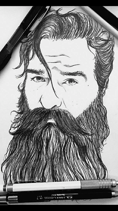 Self-Portrait Sketch beard hand drawn self portrait sketch
