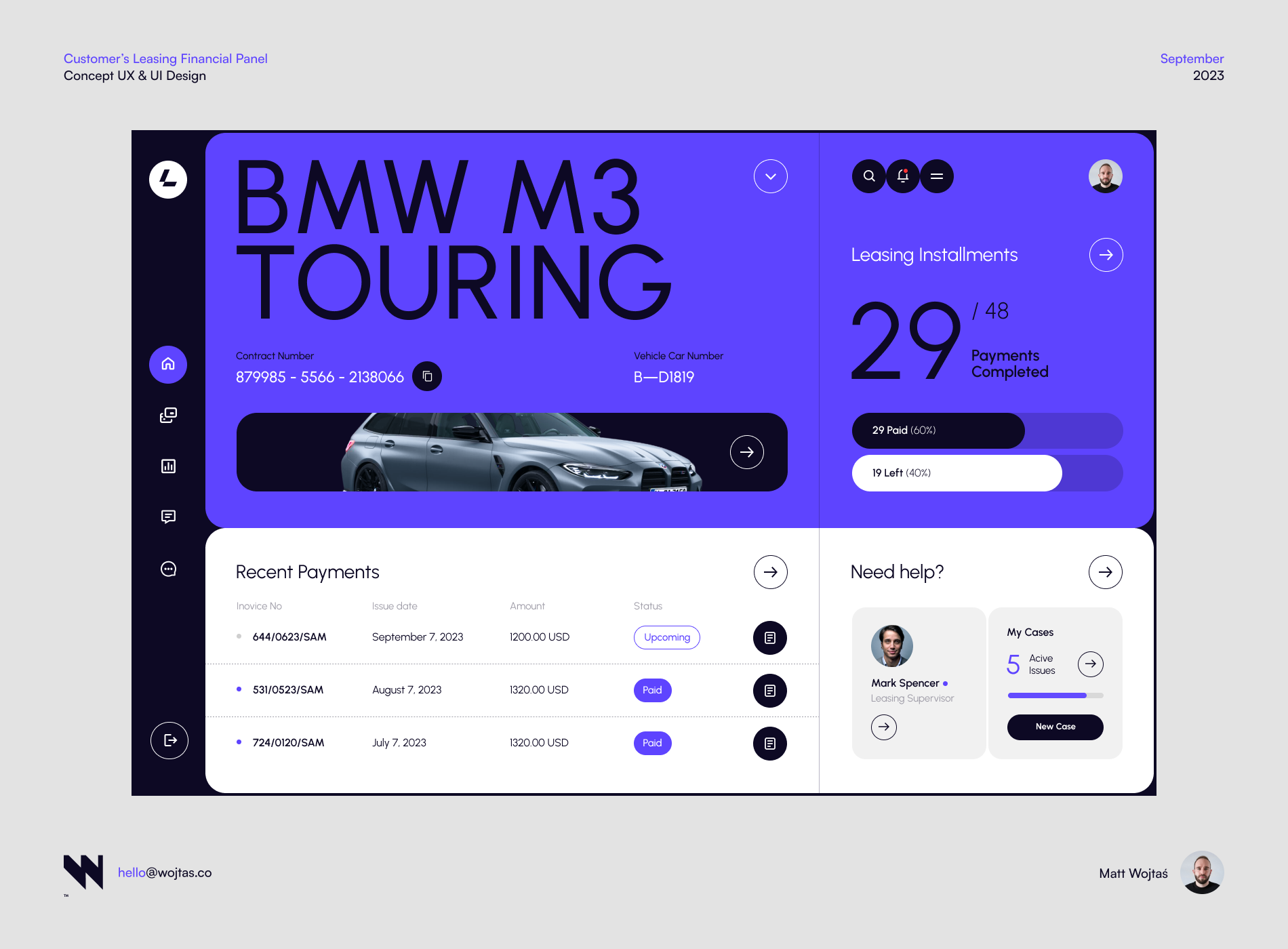 #22 - Web-app concept shots application bmw car dashboard design financial fintech interface leasing management minimalism money payment ui ux vehicle web application webapp webdesign webdesinger