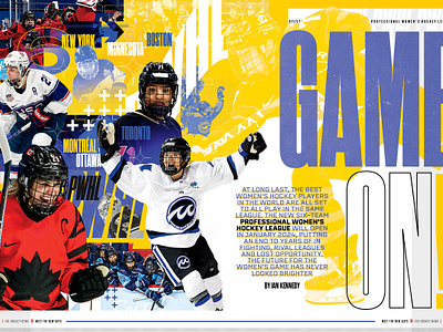 The Hockey News - PWHL article collage design editorial graphic design hockey nhl photoshop pwhl