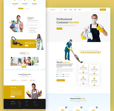 Cleaning Service Landing Page app branding design graphic design illustration logo saas ui ux vector