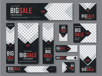 Set of black web banners of standard sizes for sale with ! Bestt 3d best twitch badges branding design graphic design illustration logo motion graphics new badges sub badges ui