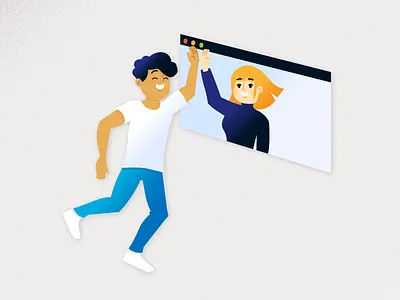 Let's get in touch collaboration communication connection contact customer customer interaction customer relationship digital art digital workspace engagement exchange graphic design high five illustration inspiring interaction meeting teamwork technology virtual connection