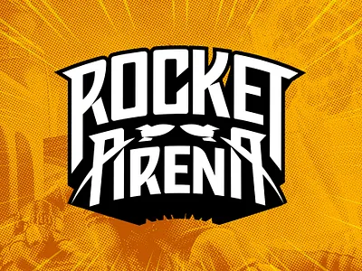 Rocket Arena Logo Exploration arena branding custom design ea font gamer halftone icon illustration lettering logo mark rocket space tech type typography video game wordmark
