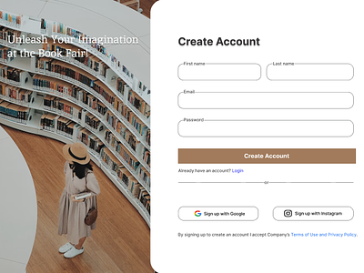 "Bookfair Regulations Signup Page" beginner dailyui day1 signup page ui ux
