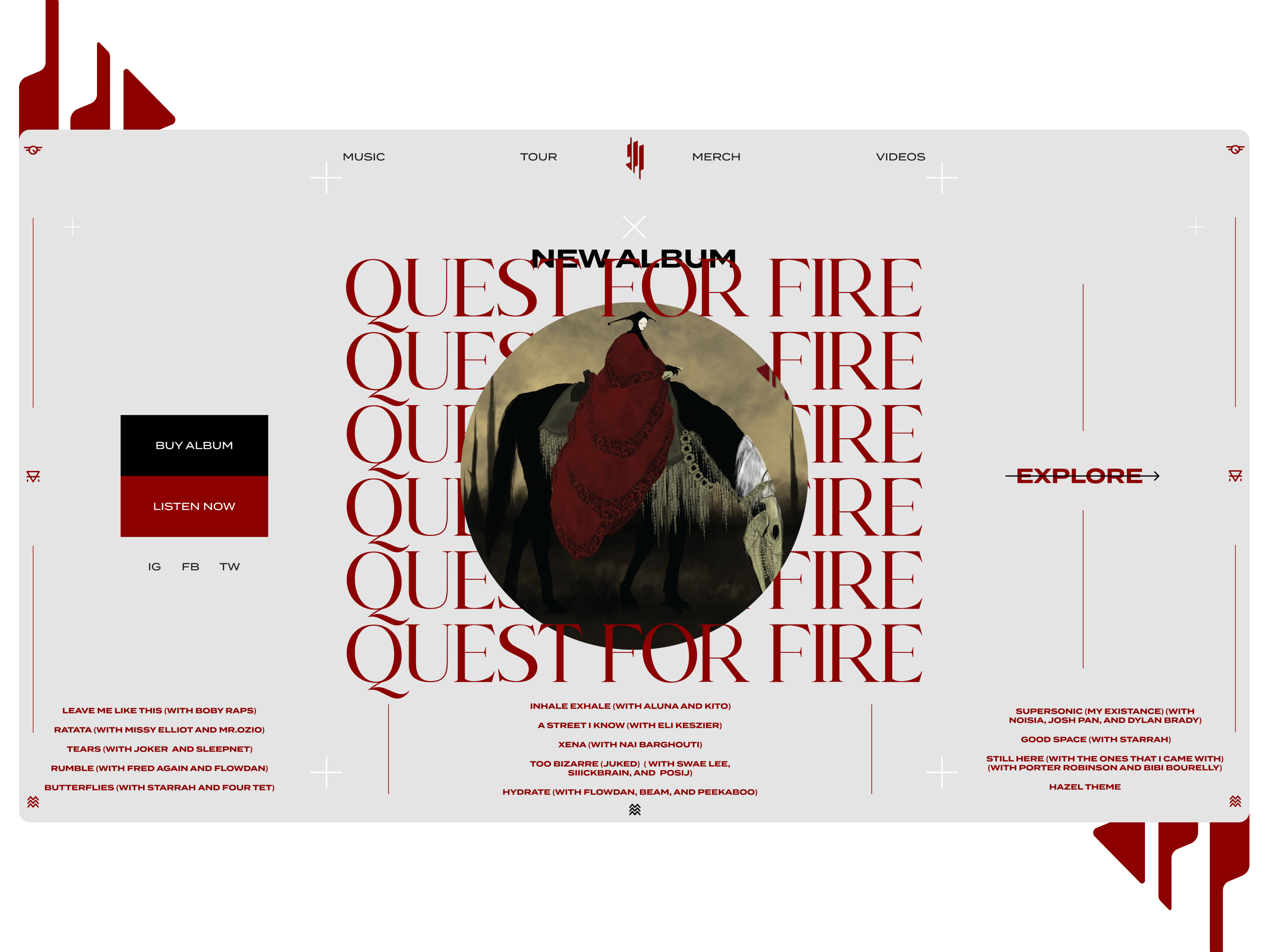 Landing Page UI Design - Skrillex Website Debut Album Concept dailyui dailyui03 design landing page skrillex typography ui ui design user interface web design