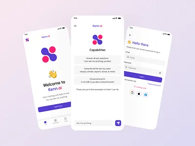 KennAI - AI Chatbot app UI Kit ai app app design chat gpt chatai chatboat chating app chatting clean design kenn kennai message app minimal ui ui design uiux ux ux design uxui